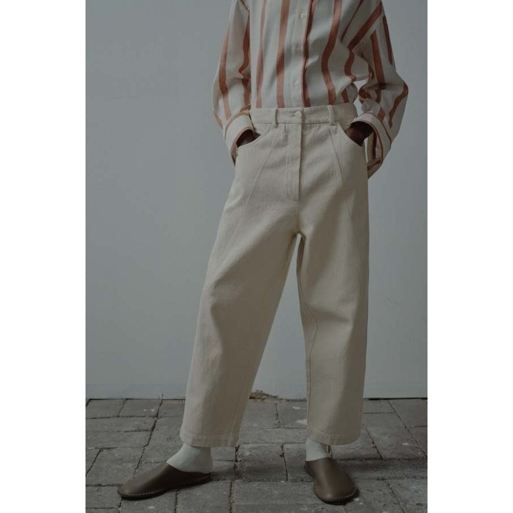 Cordera Crosswise Seam Pants Natural Organic Cotton High Rise Spain Medium/Large